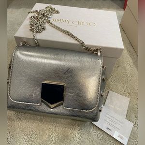 Jimmy choo Lockett Leather Crossbody Bag In Silver